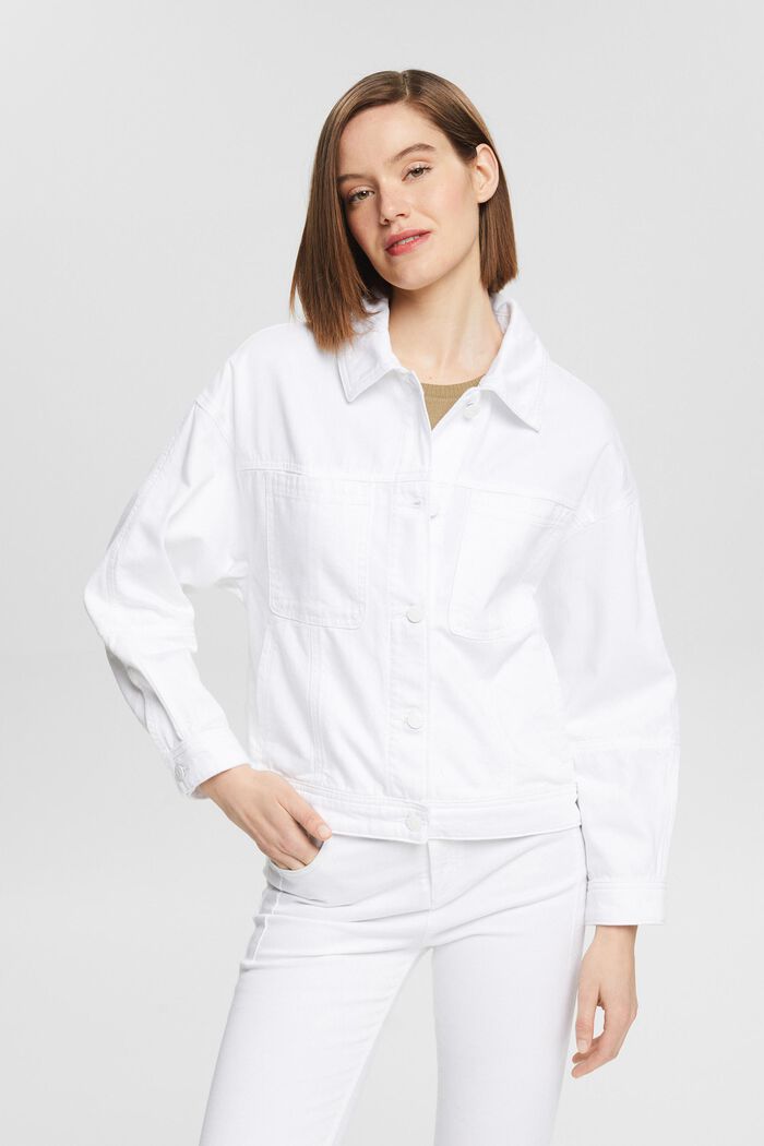 Veste en jean blanche, WHITE, detail image number 0
