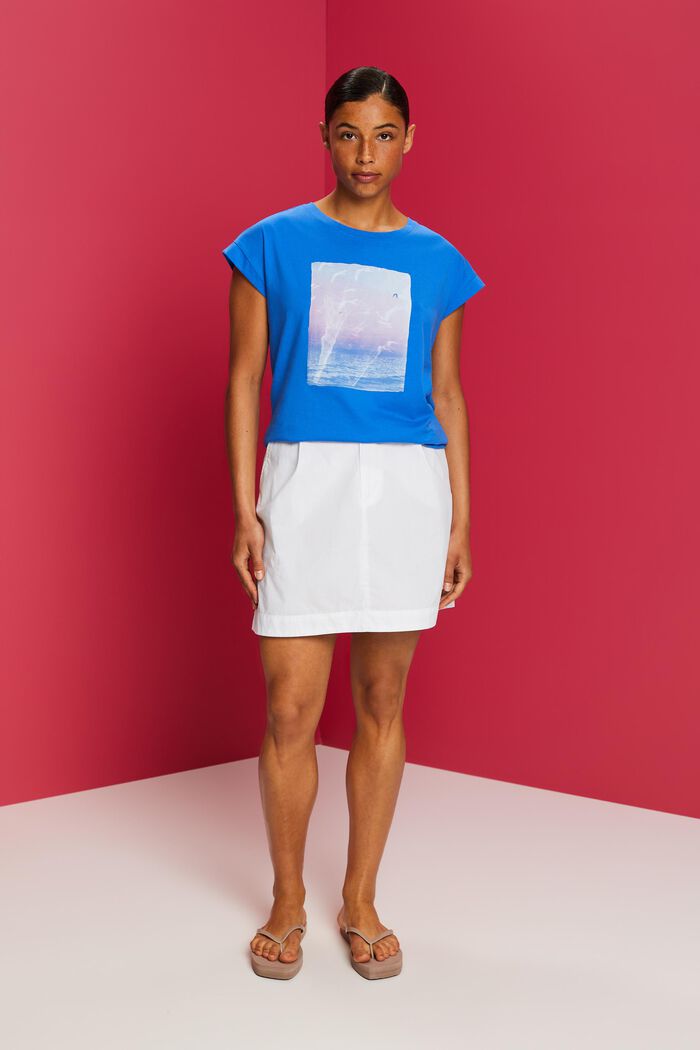 T-shirt à imprimé sur le devant, 100 % coton, BRIGHT BLUE, detail image number 1
