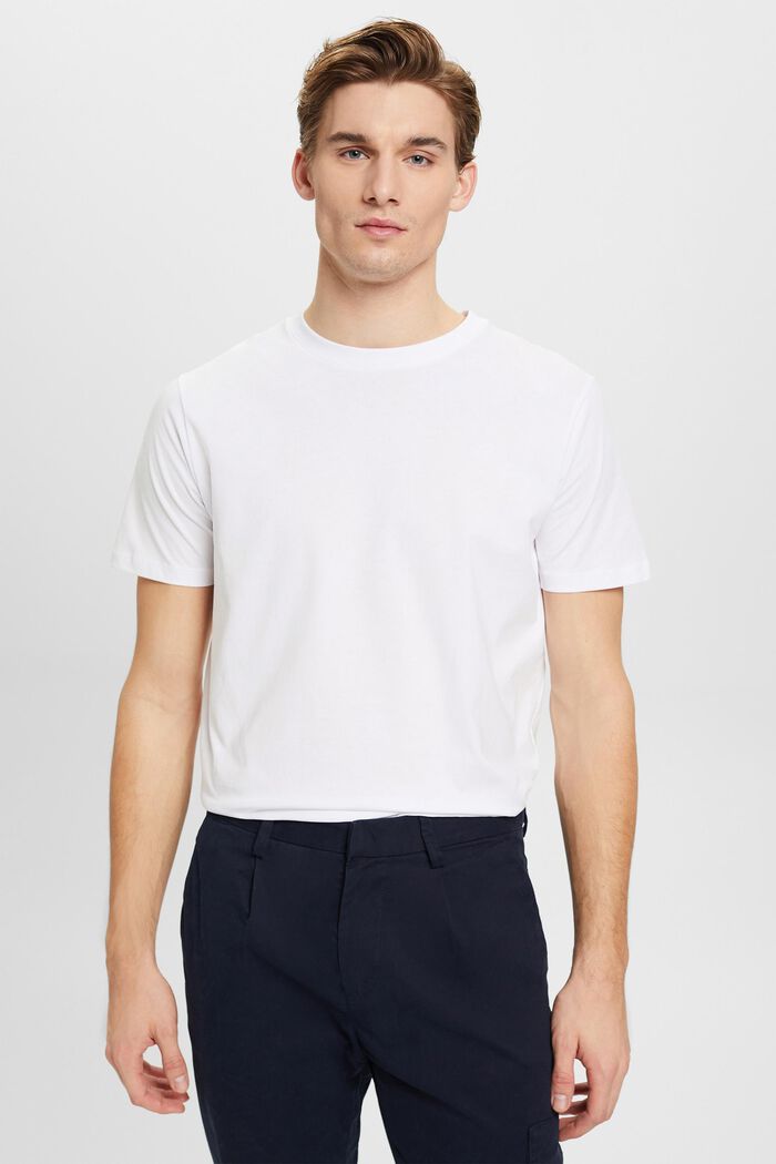 T-shirt en jersey à col ras-du-cou, WHITE, detail image number 0