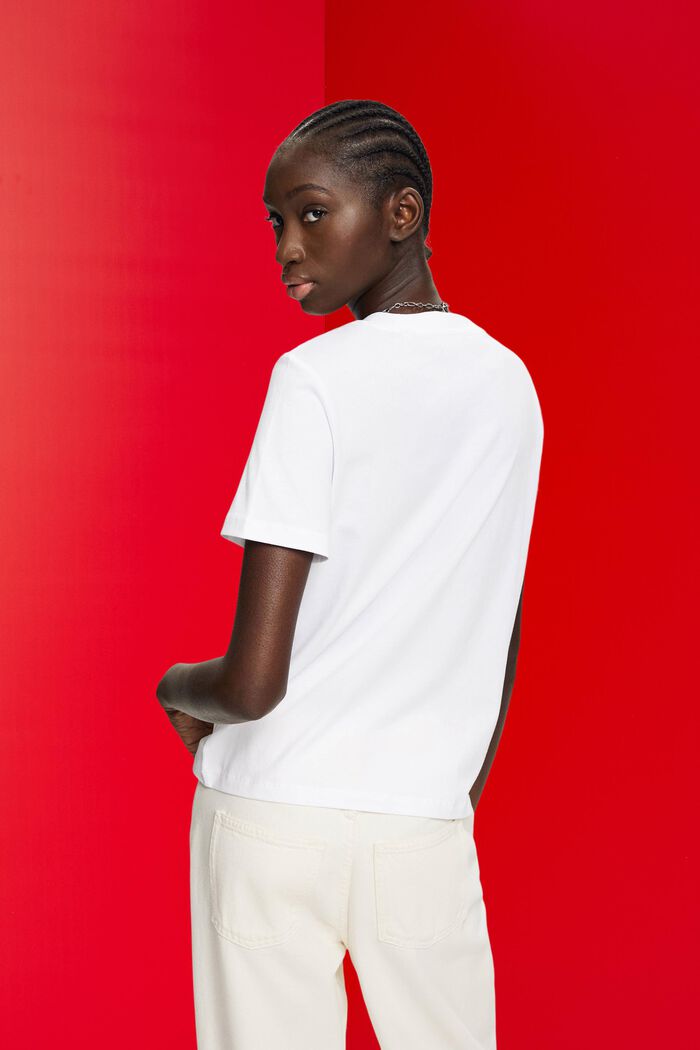T-shirt en coton à imprimé sur le devant, WHITE, detail image number 3