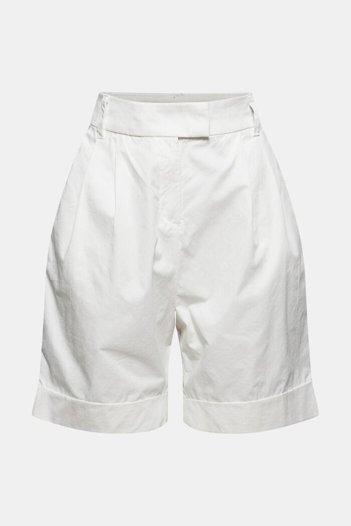 High-Rise-Shorts mit Bundfalten, Baumwolle, OFF WHITE, detail image number 5
