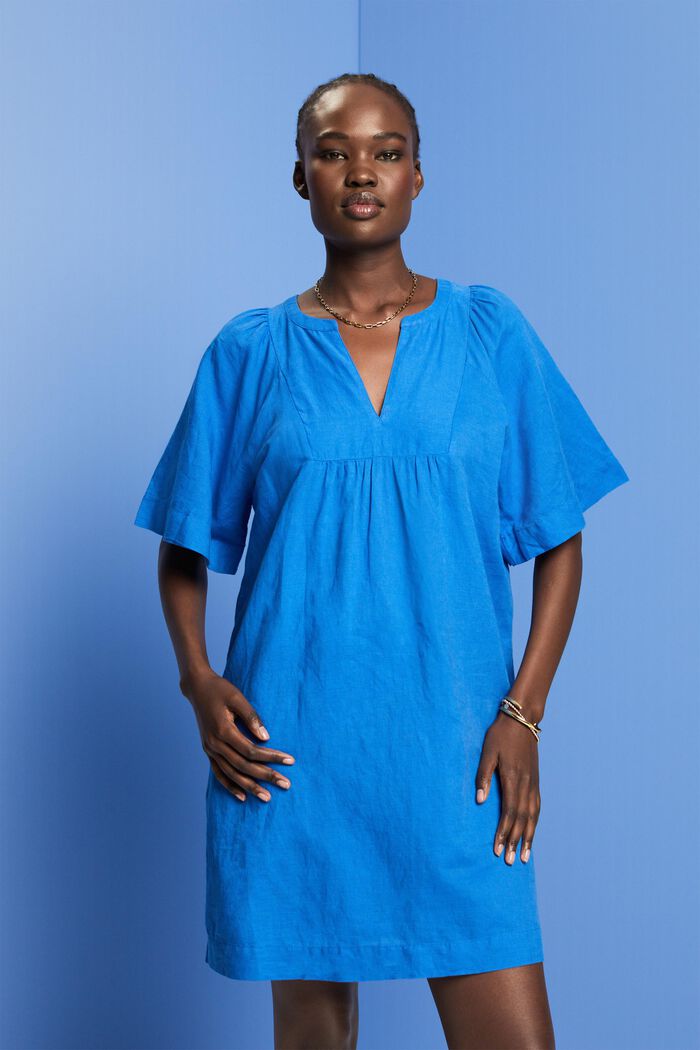 Mini-robe, mélange de coton et de lin, BRIGHT BLUE, detail image number 0