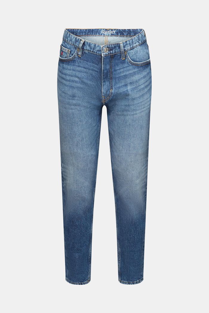 Gerade, konische Jeans mit mittelhohem Bund, BLUE MEDIUM WASHED, detail image number 7