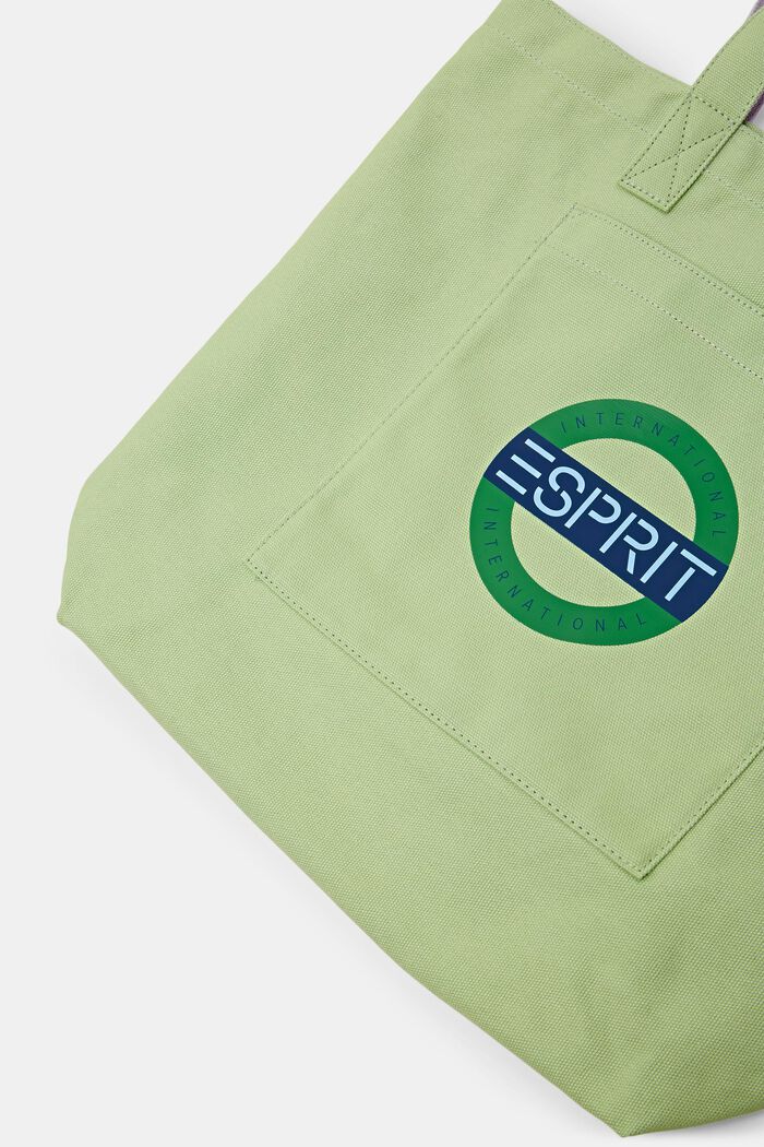 Tote Bag aus Baumwolle mit Logodesign, LIGHT GREEN, detail image number 1