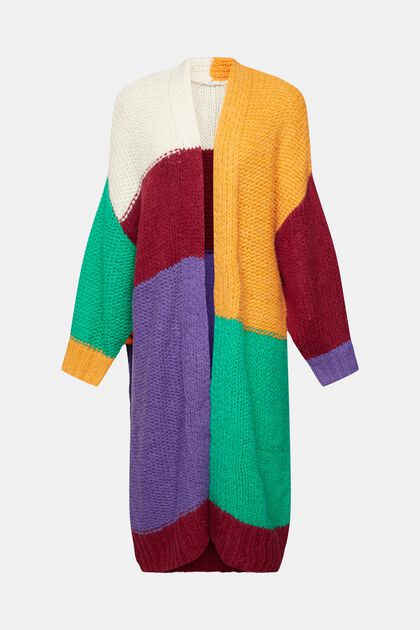 Cardigan im Colorblocking mit Alpaka und Wolle