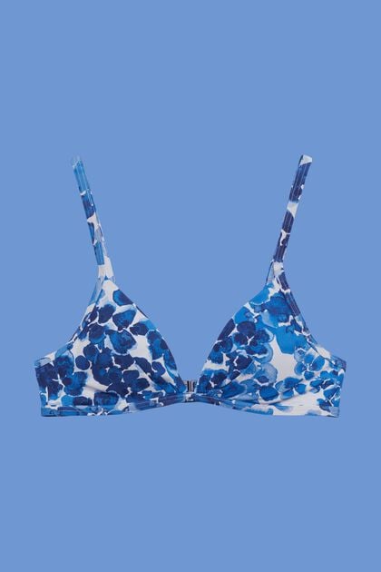 Recycelt: Wattiertes Triangel-Bikinitop mit Print