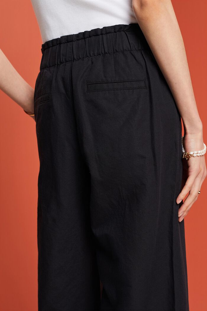 Jupe-culotte en coton et lin dotée d’une ceinture à nouer, BLACK, detail image number 4