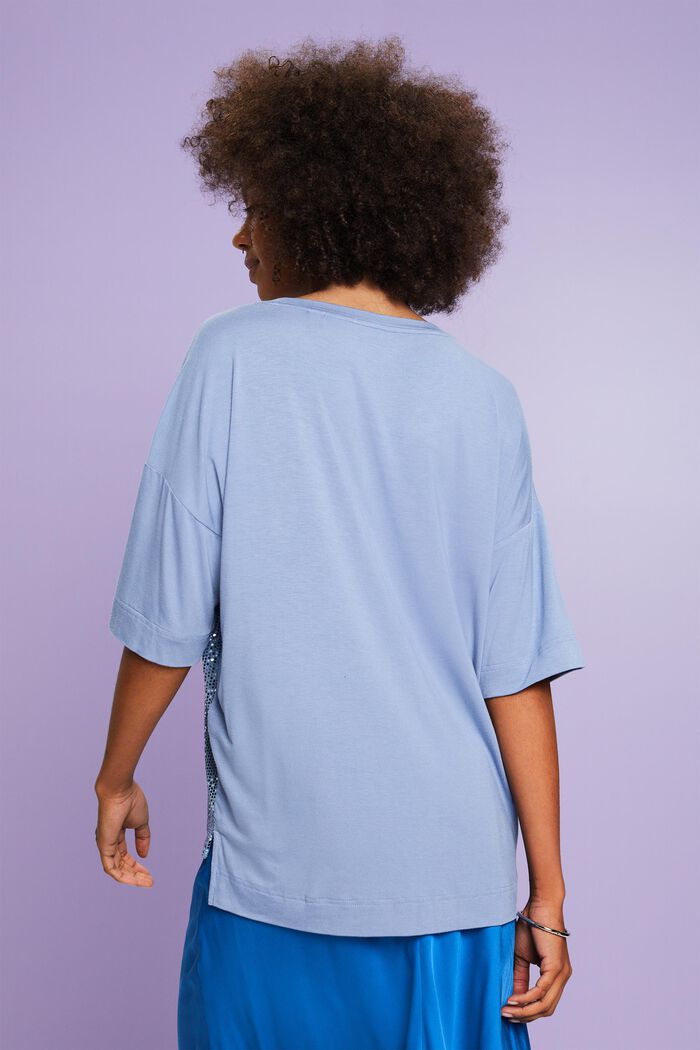 T-shirt oversize orné d’une application de paillettes, BLUE LAVENDER, detail image number 2