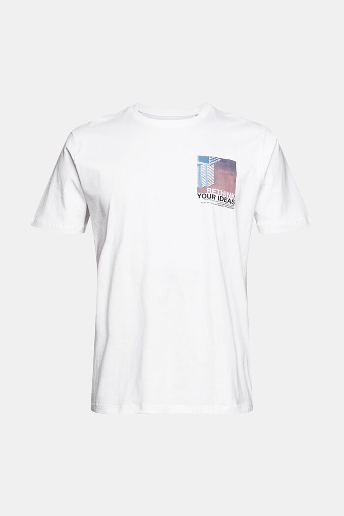Jersey-T-Shirt mit Print, Bio-Baumwolle, WHITE, overview