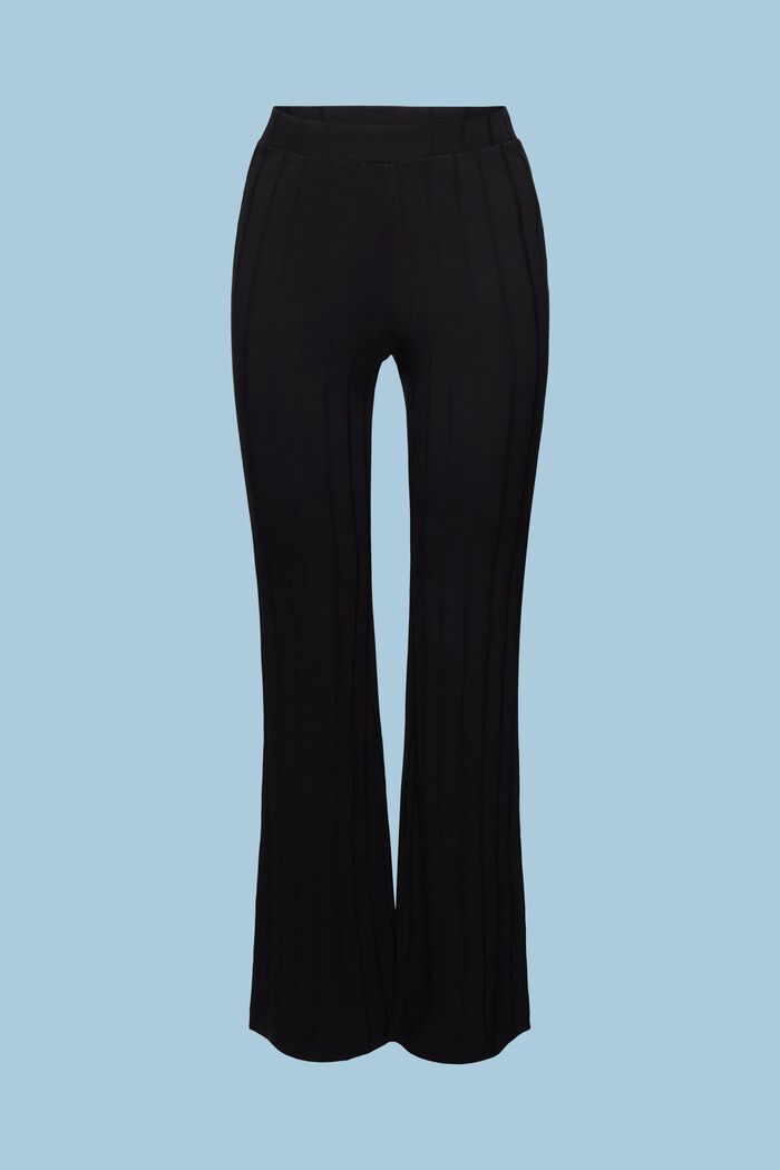Ausgestellte Hose aus geripptem Jersey, BLACK, detail image number 5