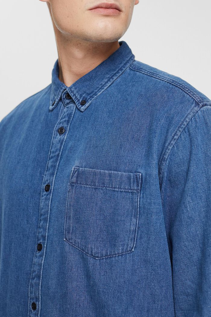 Chemise en jean à poche plaquée, BLUE MEDIUM WASHED, detail image number 0
