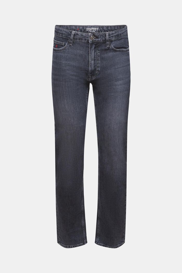 Jeans mit geradem Bein und mittlerer Bundhöhe, BLACK MEDIUM WASHED, detail image number 7