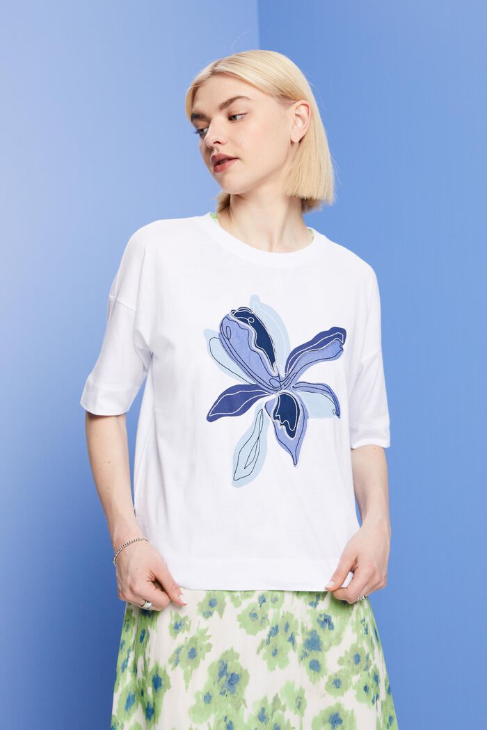 Oversize T-Shirt mit Print, TENCEL™, WHITE, detail image number 0