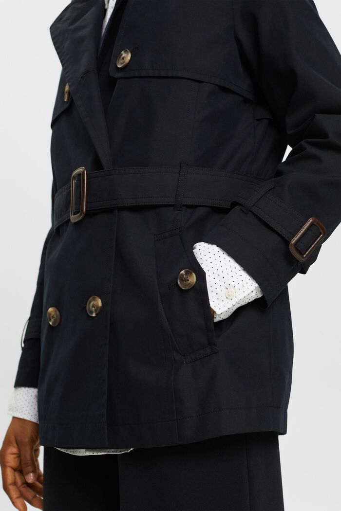 Kurzer Trenchcoat mit Gürtel, BLACK, detail image number 2
