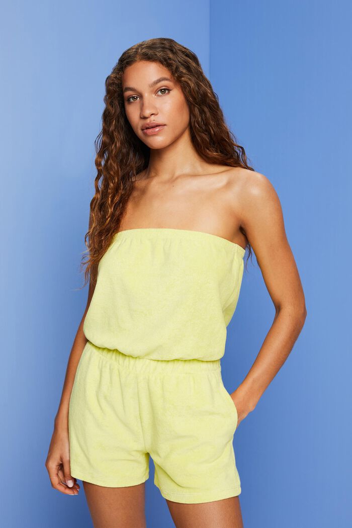 Recycelt: Strand-Jumpsuit aus Frottee, LIME YELLOW, detail image number 0