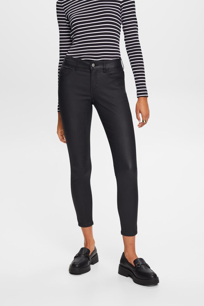 Pantalon enduit coupe Skinny Fit taille mi-haute, BLACK, detail image number 1