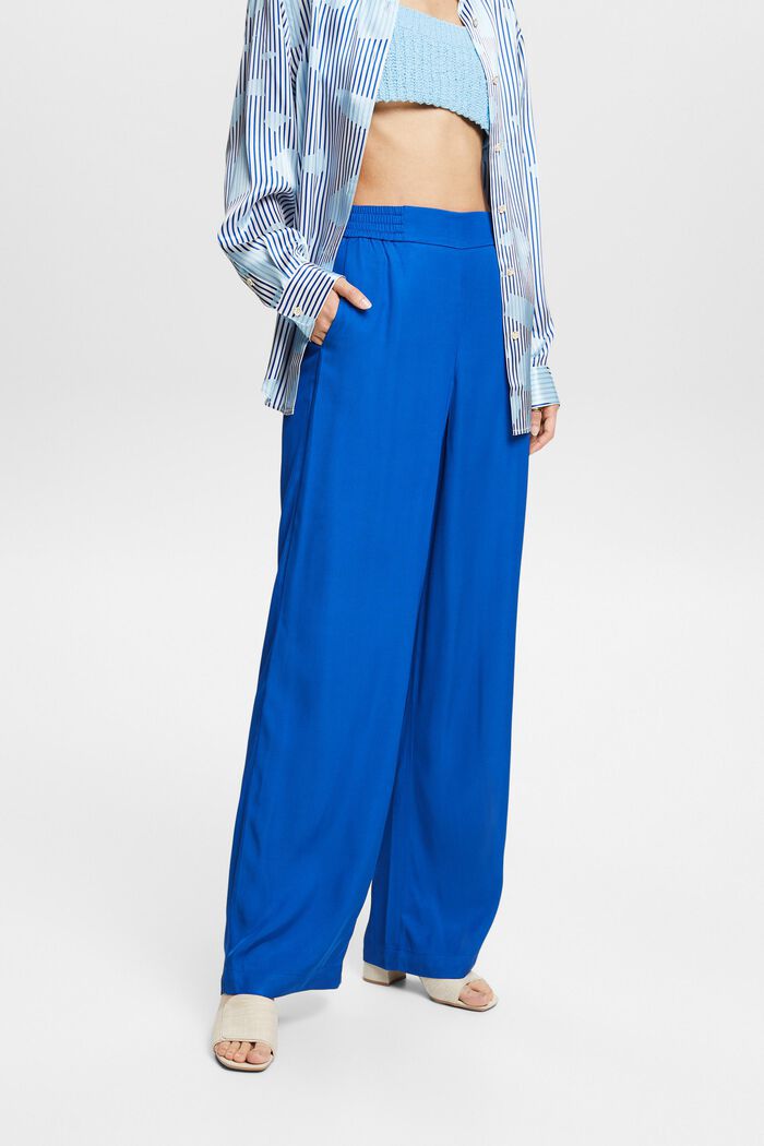 Pantalon large à enfiler en twill, BRIGHT BLUE, detail image number 0
