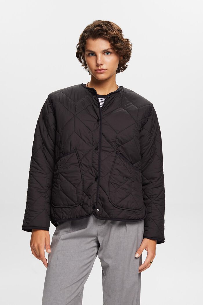 En matière recyclée : la veste matelassée doublée de peluche, BLACK, detail image number 0