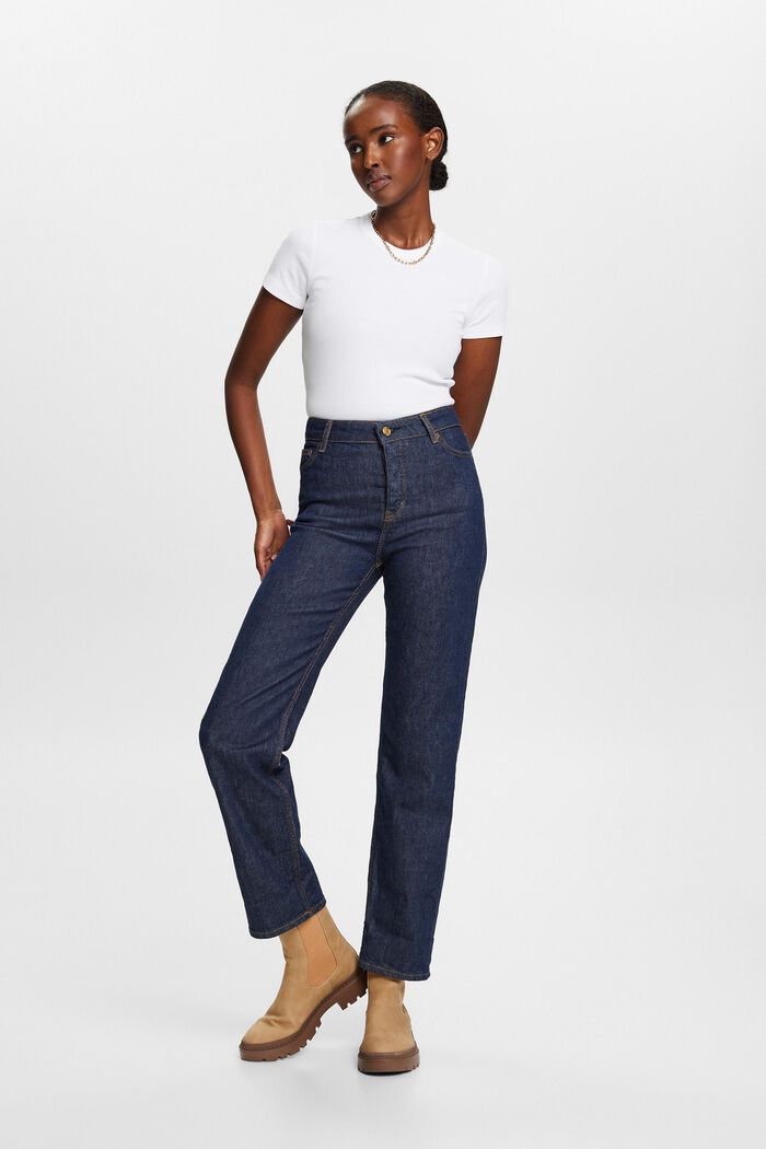 Premium Selvedge-Jeans: gerade Passform-hoher Bund, BLUE RINSE, detail image number 0