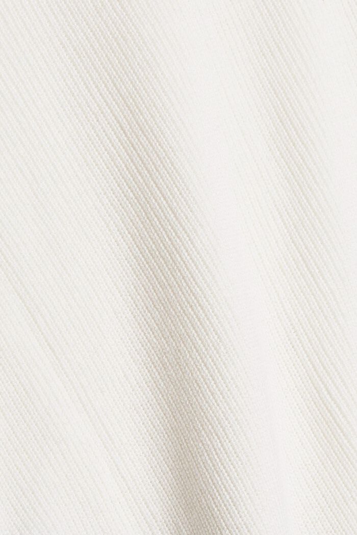 Cardigan en maille côtelée de coton biologique mélangé, OFF WHITE, detail image number 4