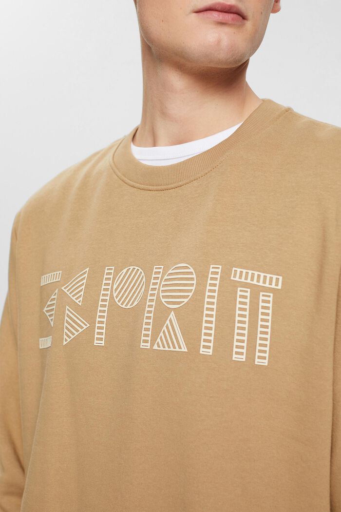 Sweat-shirt à col rond avec logo imprimé, KHAKI BEIGE, detail image number 2
