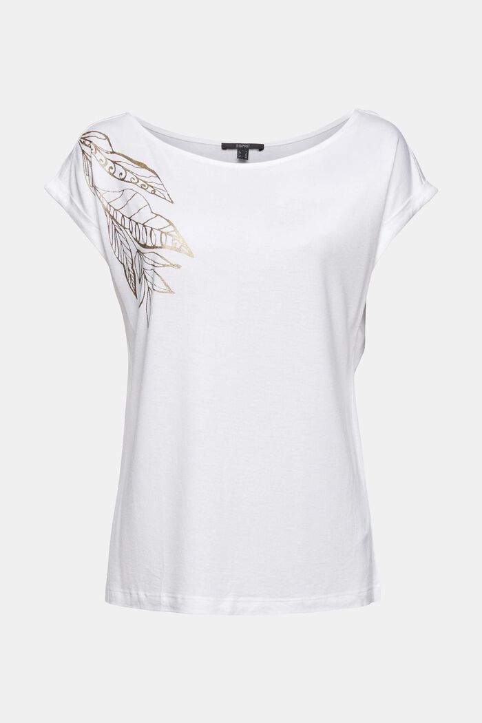 Shirt mit Metallic-Print, LENZING™ ECOVERO™, WHITE, detail image number 6