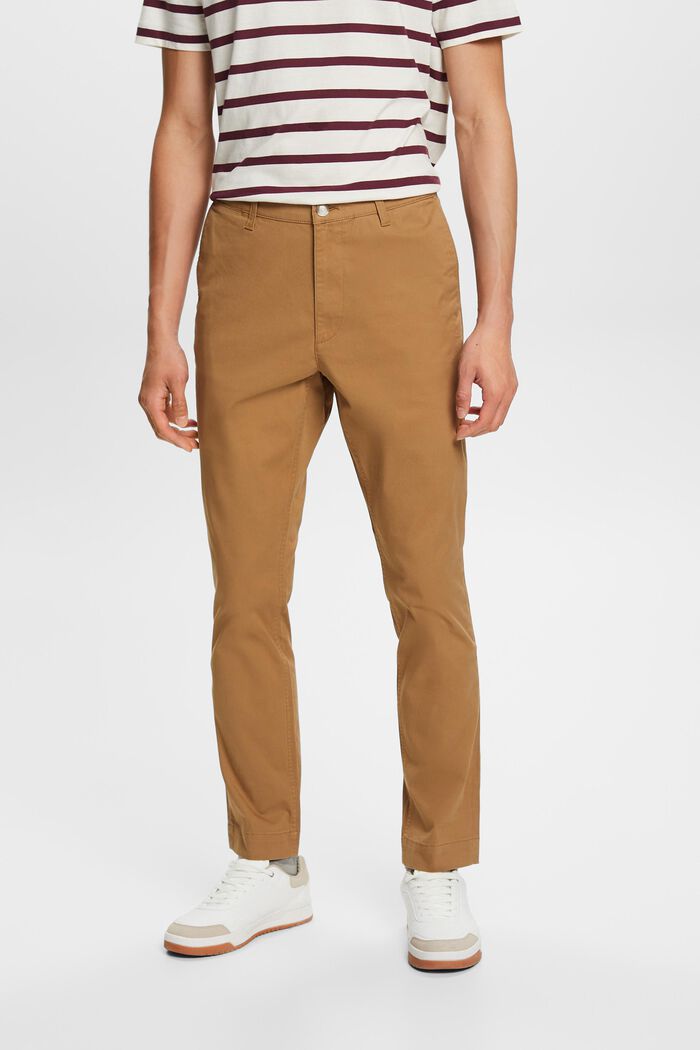 Pantalon chino slim en twill de coton, CAMEL, detail image number 0