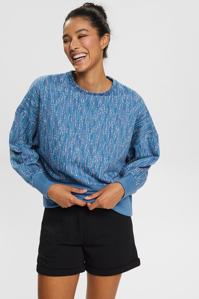 Recycelt: Sweatshirt mit Muster, GREY BLUE, overview