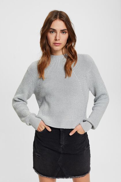 Pull-over en maille brillante, LIGHT GREY, overview
