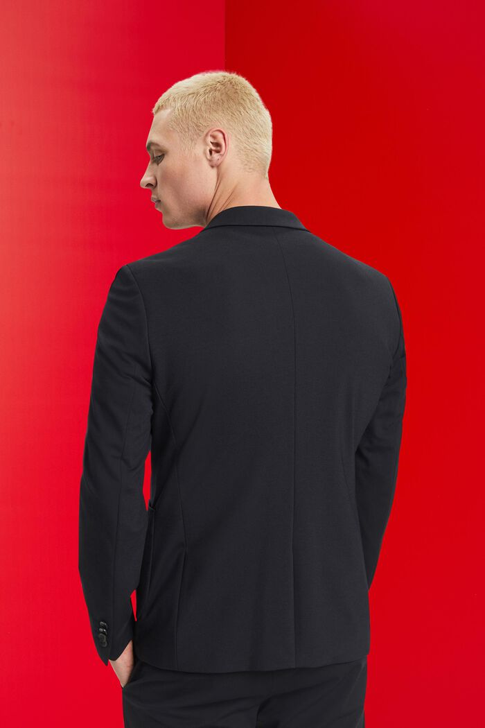Einreihiger Piqué-Jersey-Blazer, BLACK, detail image number 3