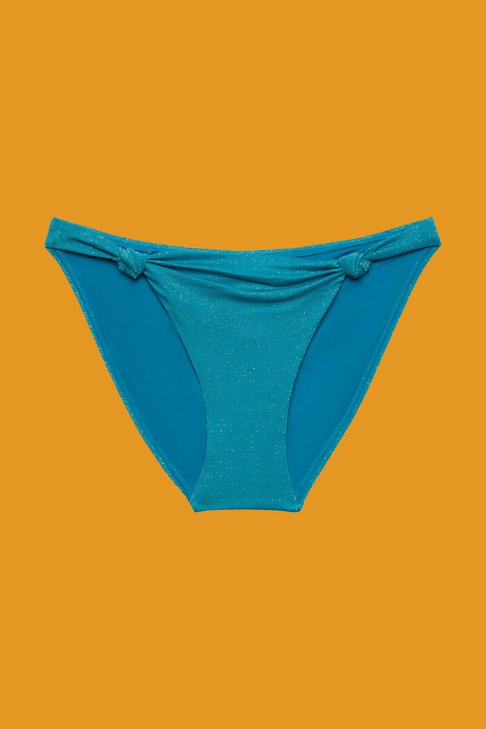 Bas de bikini scintillant à détail noué, TEAL BLUE, detail image number 3