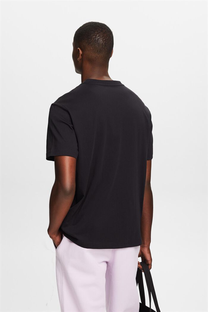 T-Shirt mit V-Ausschnitt aus Bio-Baumwolle, BLACK, detail image number 2