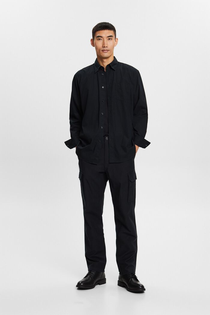 Button-Down-Hemd aus Popeline, 100 % Baumwolle, BLACK, detail image number 4