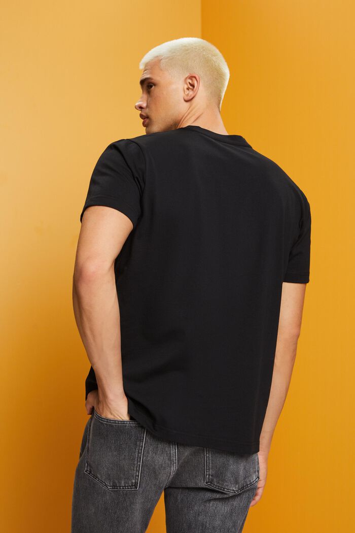 T-shirt en coton biologique à imprimé géométrique, BLACK, detail image number 3