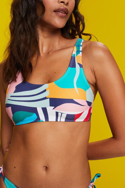 Wattiertes Bikinitop im Croptop-Look mit Print