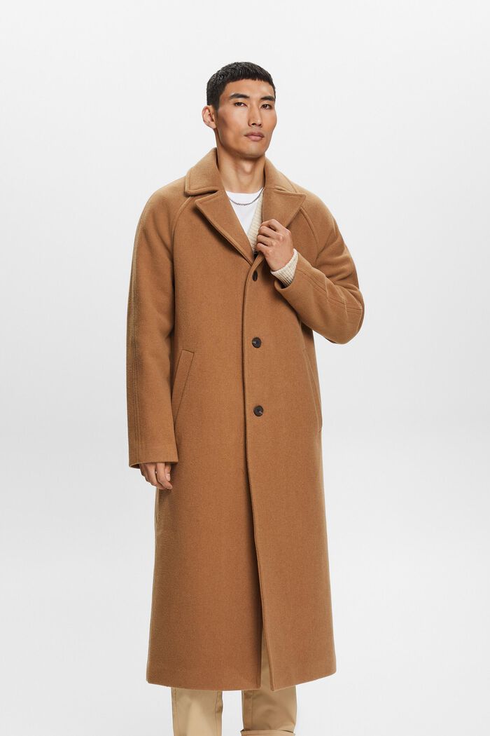 Manteau en laine mélangée, CAMEL, detail image number 0