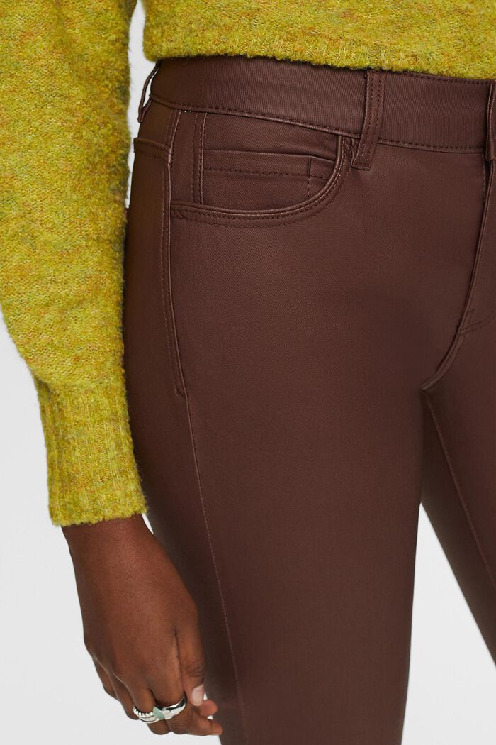 Pantalon enduit coupe Skinny Fit taille mi-haute, BROWN, detail image number 2