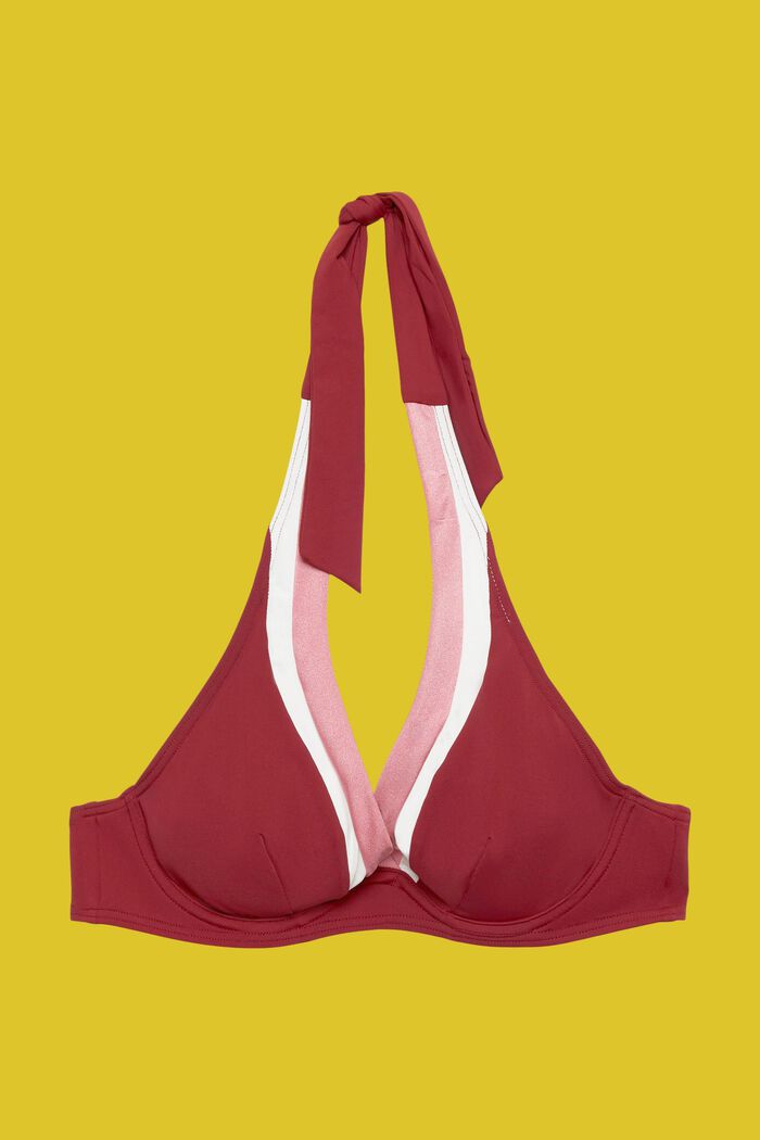 Haut de bikini dos-nu tricolore à armatures, DARK RED, detail image number 4