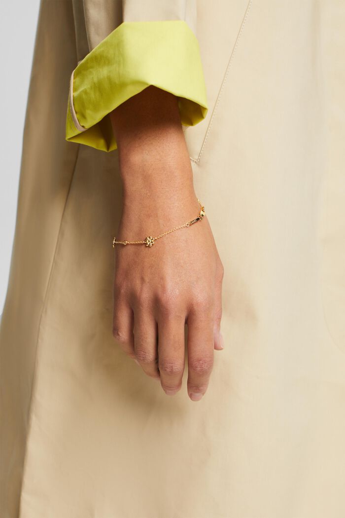 Zirkonia-Armband mit Gänseblümchendetails, GOLD, detail image number 2