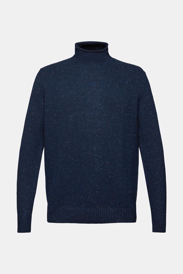 Pullover mit Stehkragen aus Wollmix, PETROL BLUE, detail image number 5