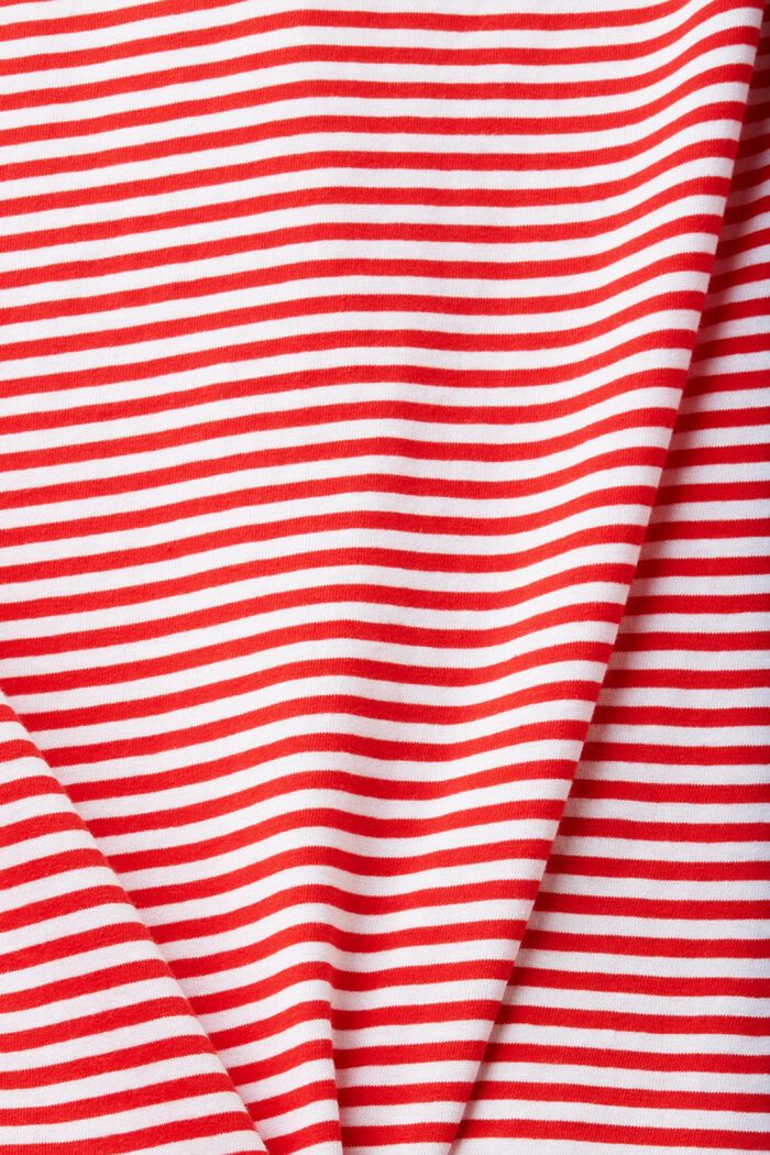 Gestreiftes Baumwoll-T-Shirt mit Stickmotiv, RED, detail image number 4
