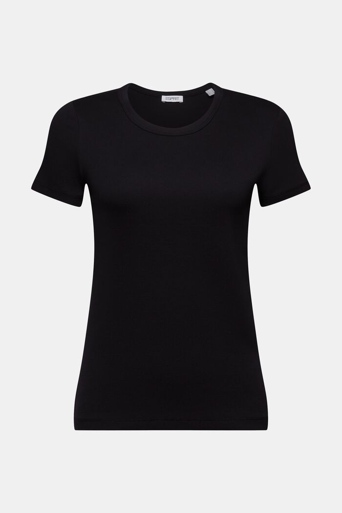 Kurzärmliges Baumwoll-T-Shirt, BLACK, detail image number 6