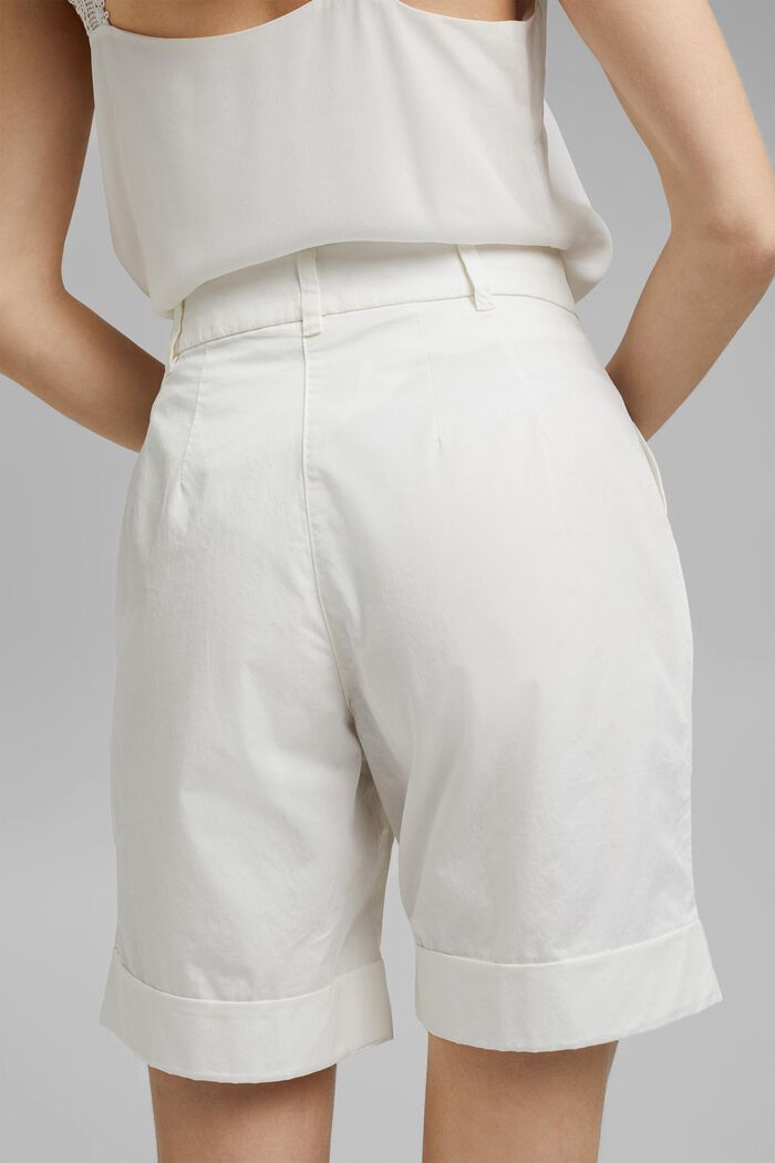 High-Rise-Shorts mit Bundfalten, Baumwolle, OFF WHITE, detail image number 2