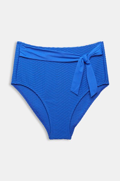 Bas de bikini taille haute à rayures texturées , BRIGHT BLUE, overview