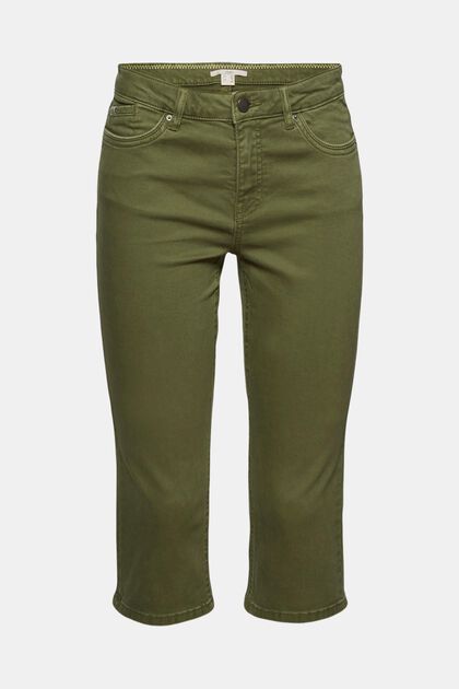 Pantalon corsaire en coton bio, KHAKI GREEN, overview