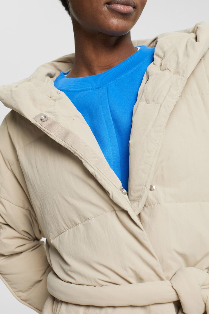 Puffer Coat in Longform, LIGHT TAUPE, detail image number 1