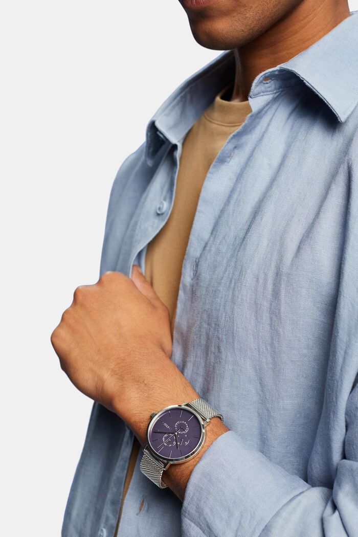 Armbanduhr mit Milanaiseband aus Edelstahl, SILVER, detail image number 2