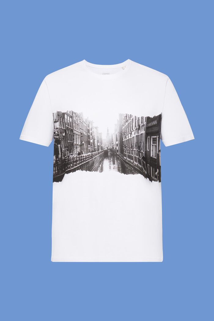 T-shirt à encolure ronde orné d’un imprimé, 100 % coton, WHITE, detail image number 6