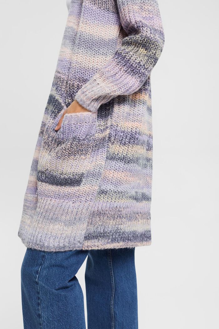Cardigan en maille à teneur en laine, PURPLE, detail image number 0