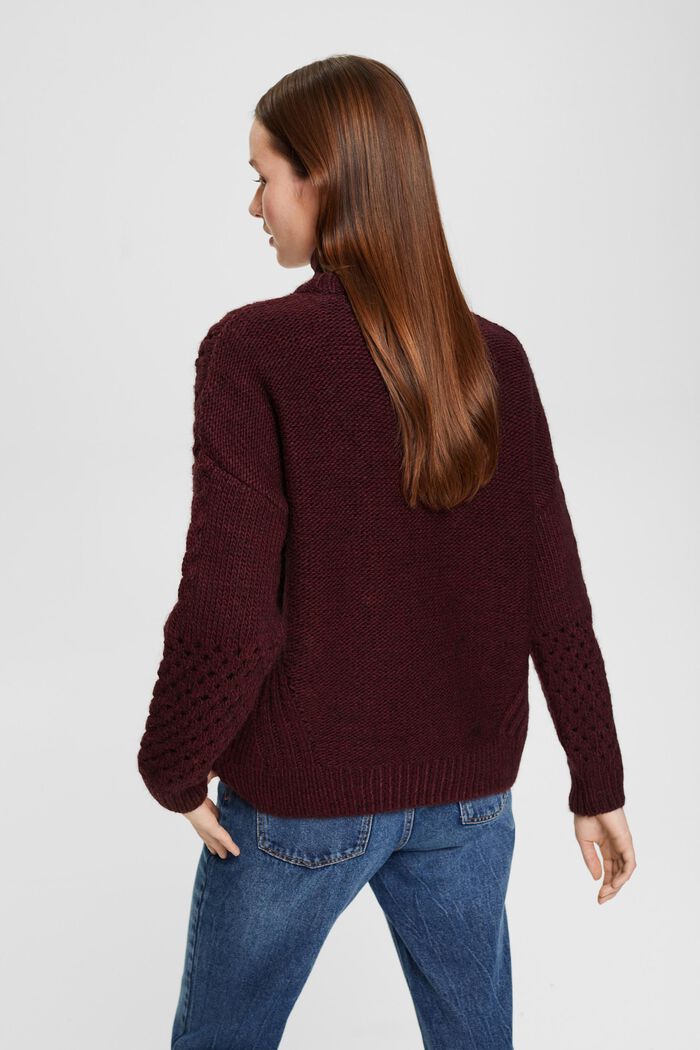 Pullover mit Zopf-Muster, BORDEAUX RED, detail image number 3